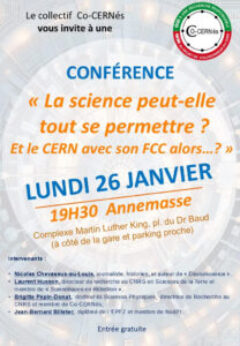 « La science peut-elle tout se permettre ? Et le CERN avec son FCC alors...?» - Noé21, économie, énergie et société - Genève